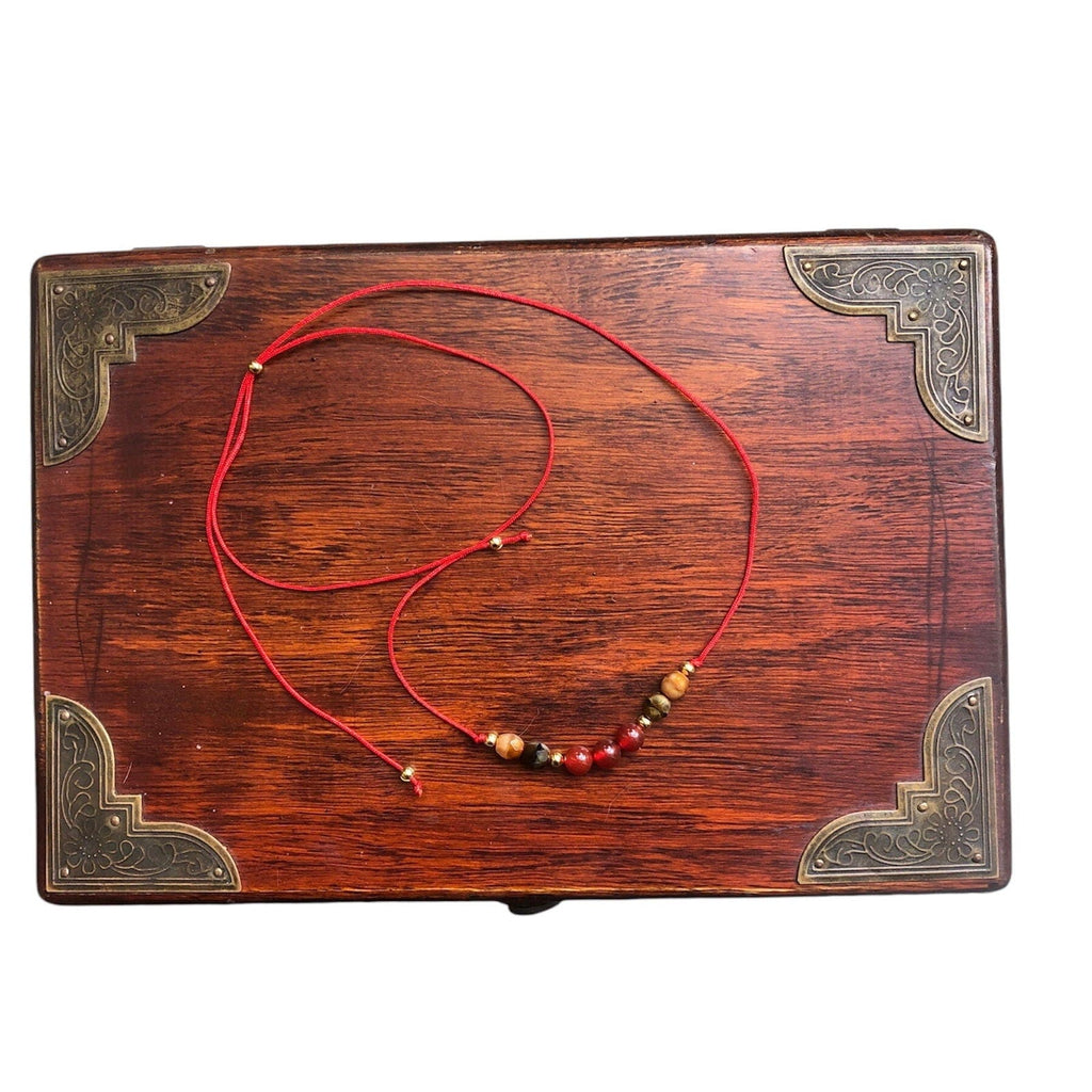 Red Thread Choker Necklace with Carnelian & Agate Silver Chamber Jewellery Store