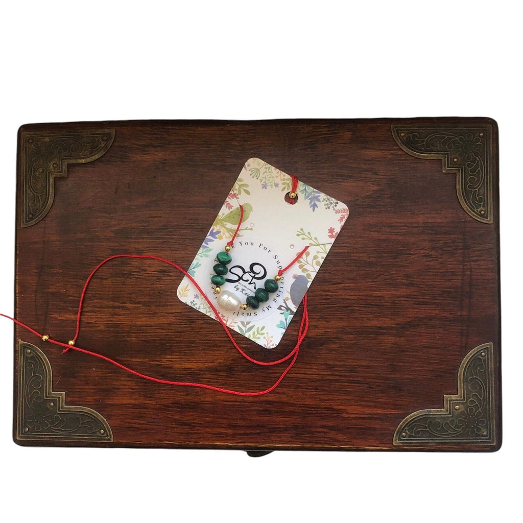 Red Thread Choker Necklace with Freshwater Pearl & Malachite Silver Chamber Jewellery Store