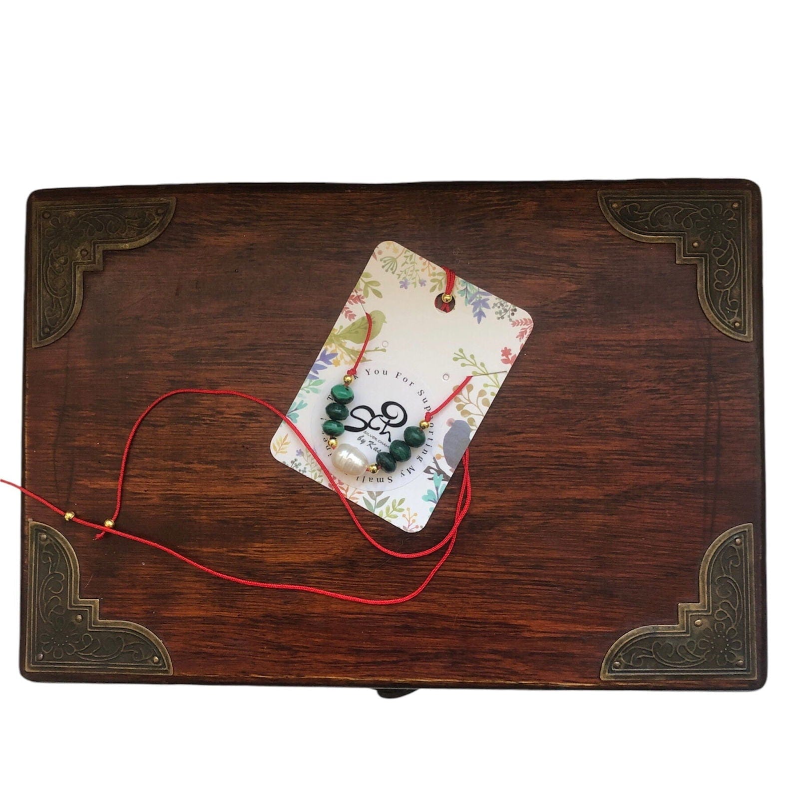 Red Thread Choker Necklace with Freshwater Pearl & Malachite Silver Chamber Jewellery Store