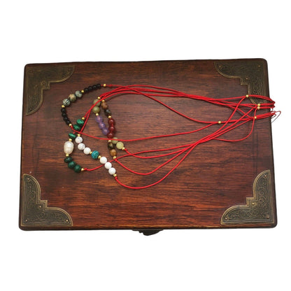 Red Thread Choker Necklace with Freshwater Pearl & Malachite Silver Chamber Jewellery Store