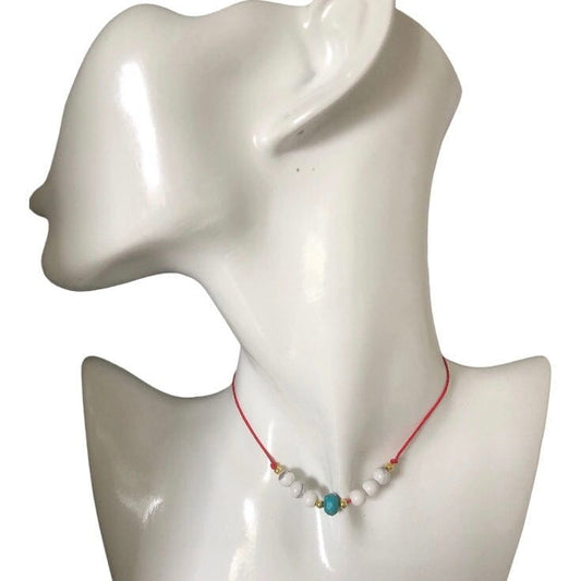 Red Thread Choker Necklace with Howlite & Turquoise Silver Chamber Jewellery Store