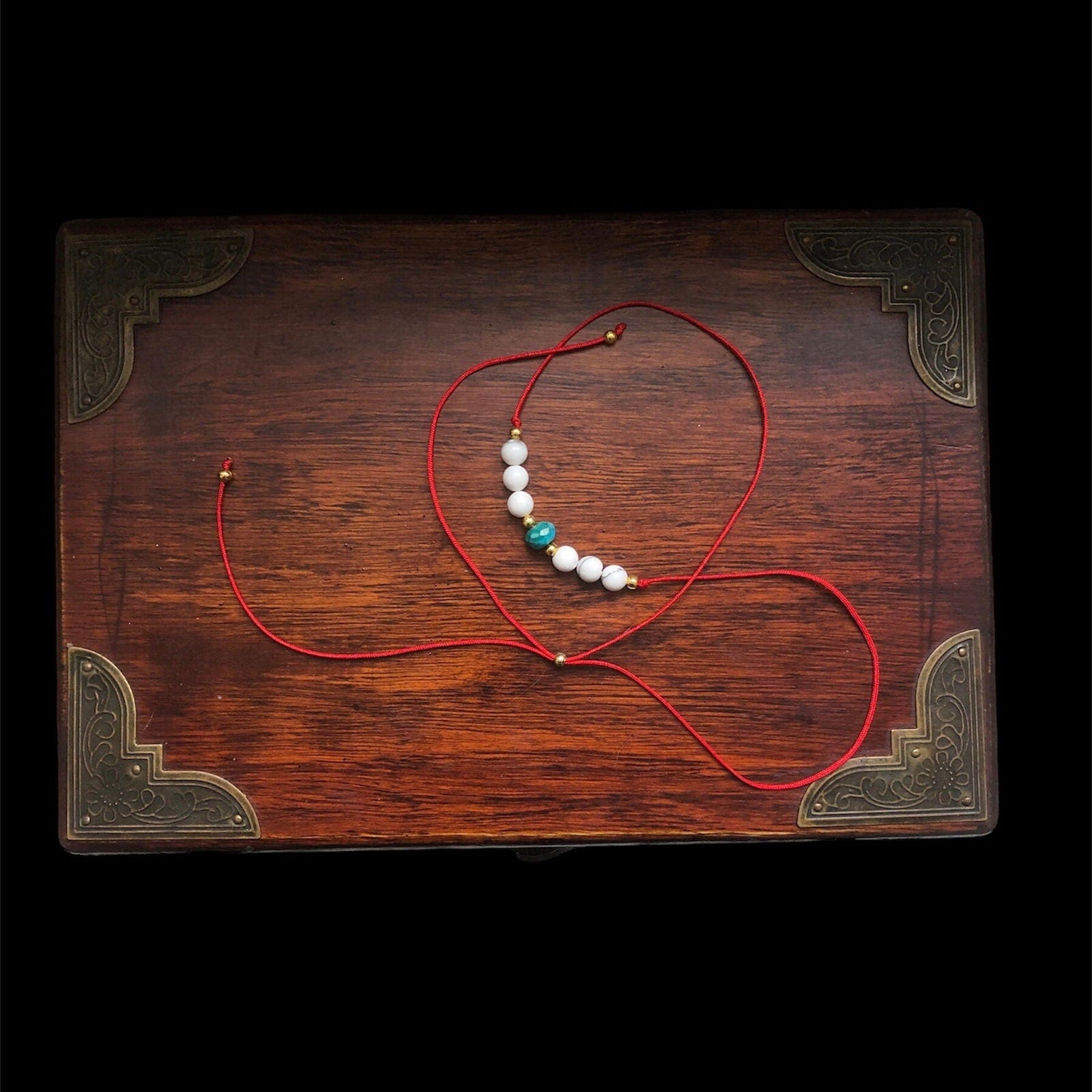 Red Thread Choker Necklace with Howlite & Turquoise Silver Chamber Jewellery Store