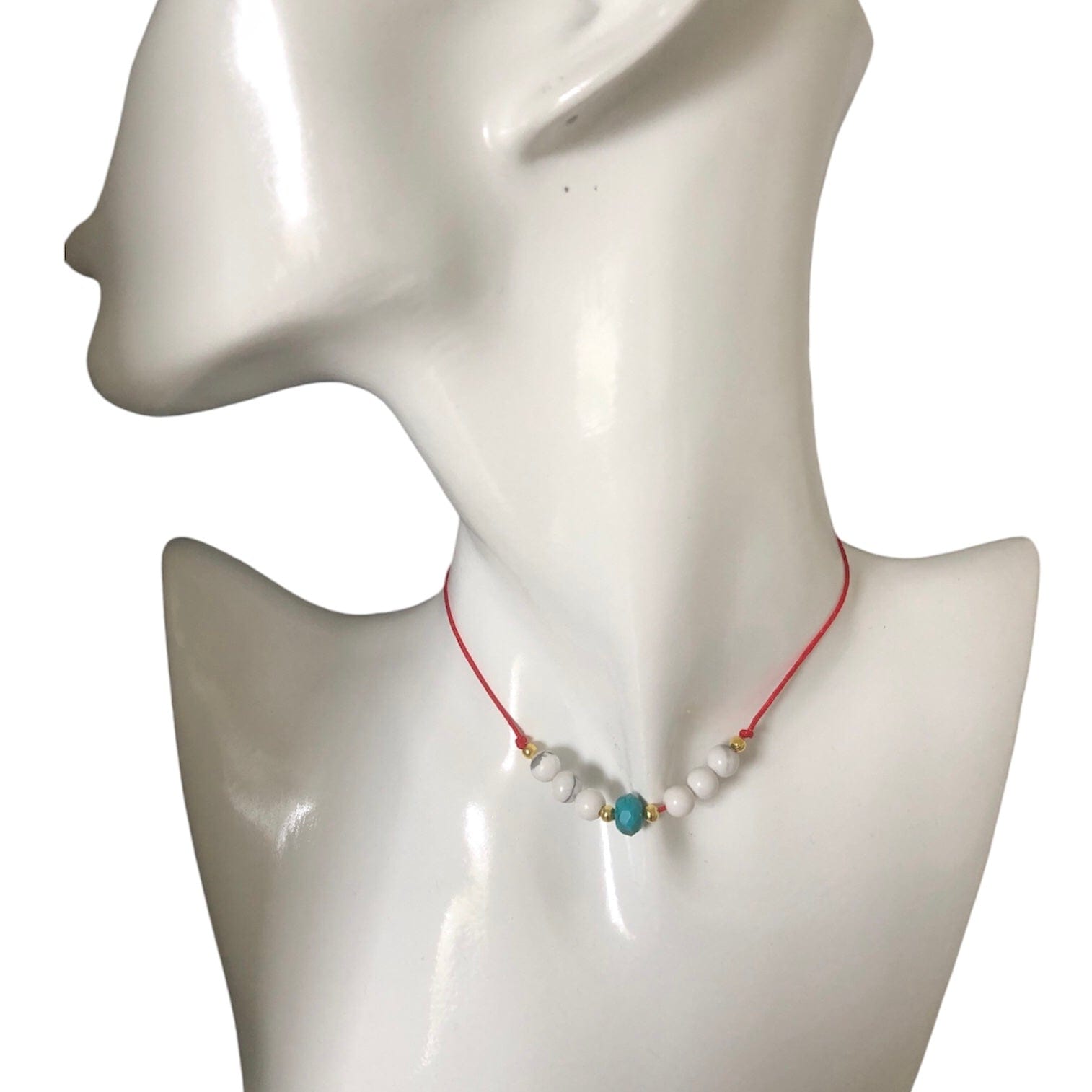 Red Thread Choker Necklace with Howlite & Turquoise Silver Chamber Jewellery Store