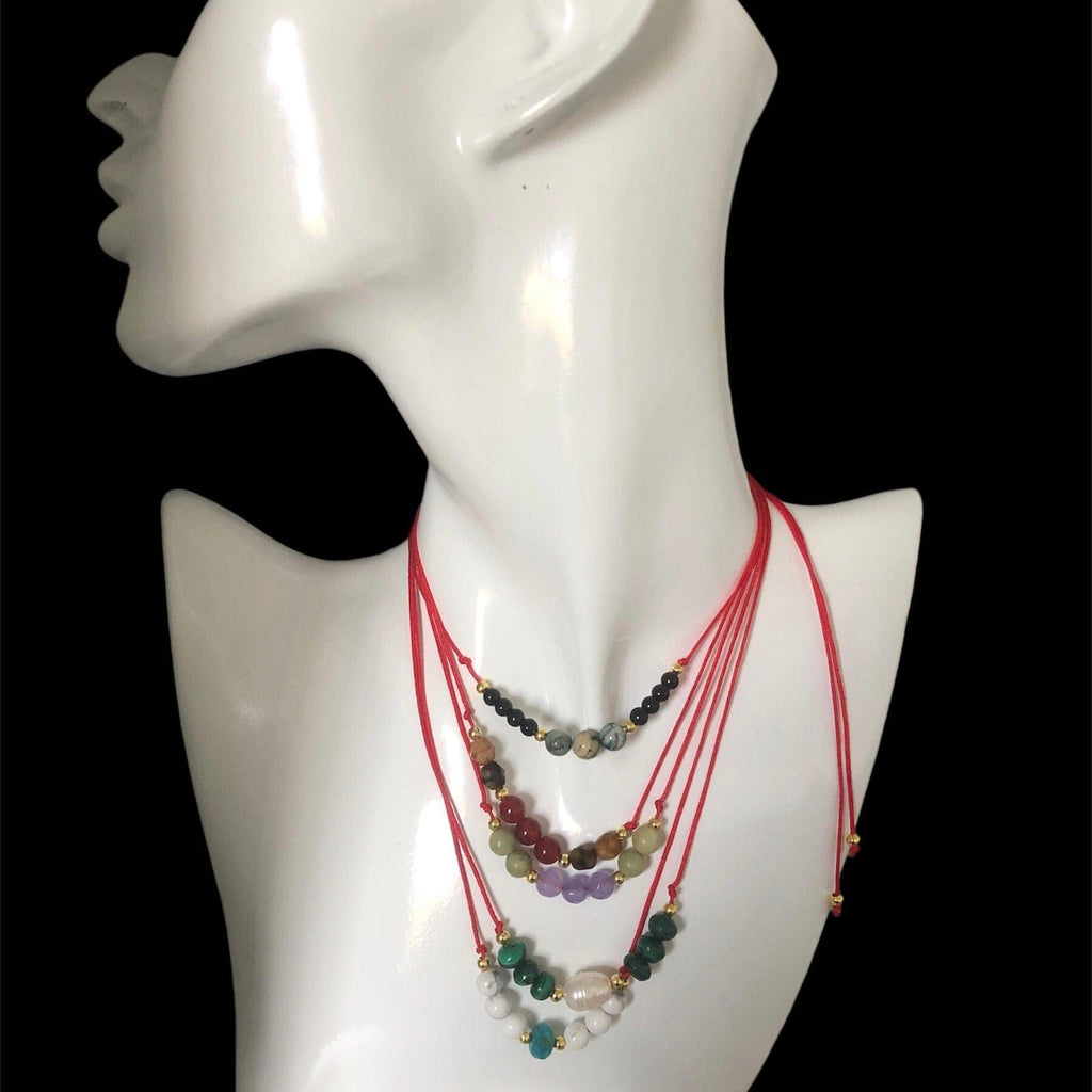 Red Thread Choker Necklace with Howlite & Turquoise Silver Chamber Jewellery Store