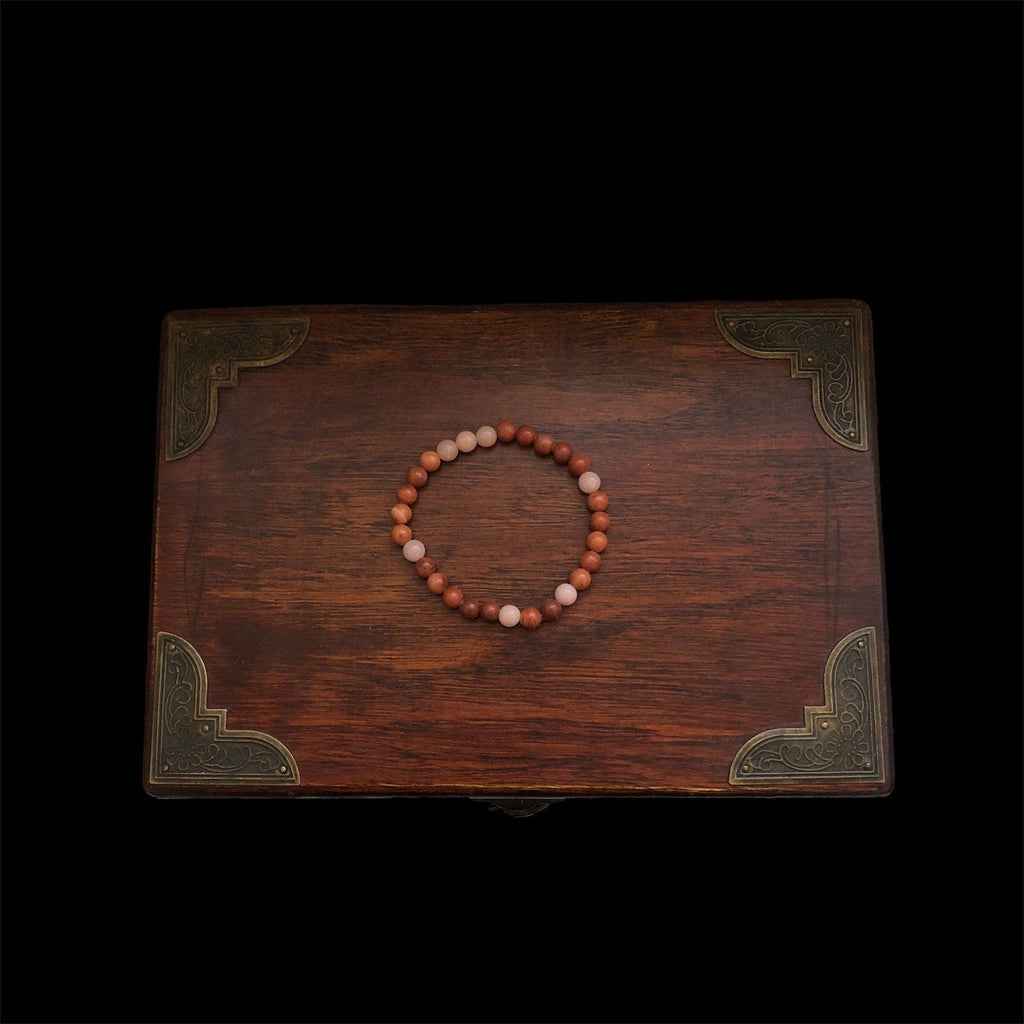 Redstone Agate and Pink Opal Beaded Bracelet Silver Chamber Jewellery Store