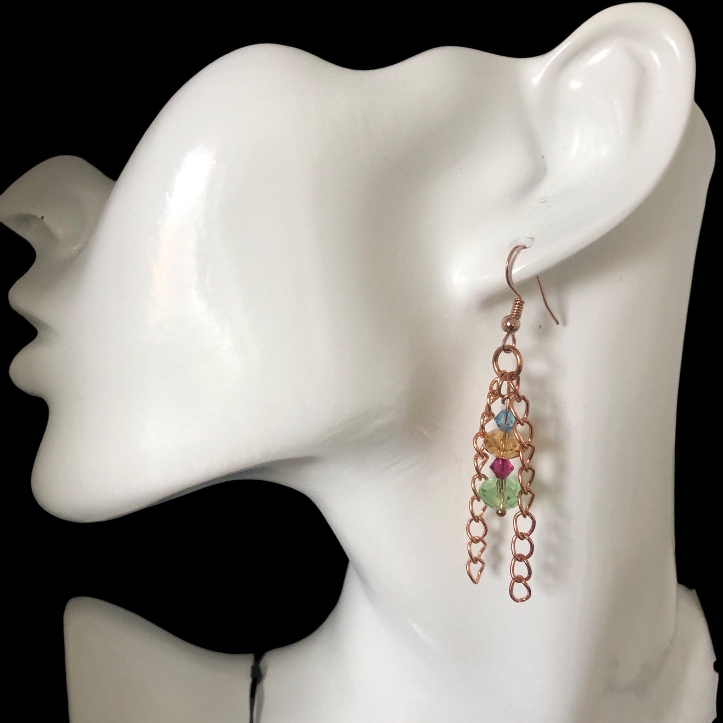 Rose Gold and Crystals Dangle Earrings Silver Chamber Jewellery Store