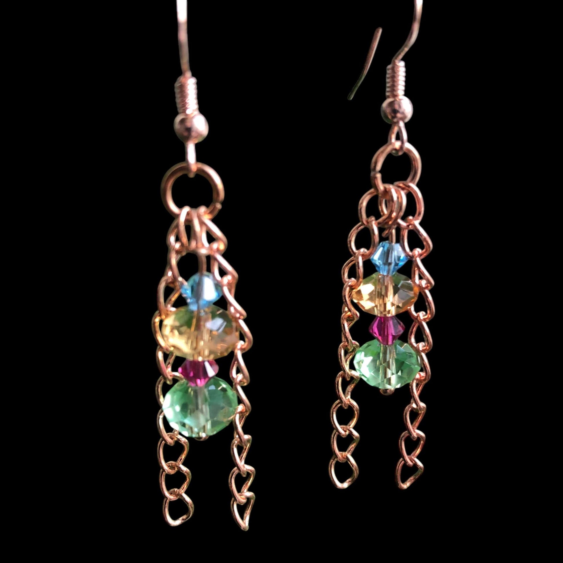 Rose Gold and Crystals Dangle Earrings Silver Chamber Jewellery Store