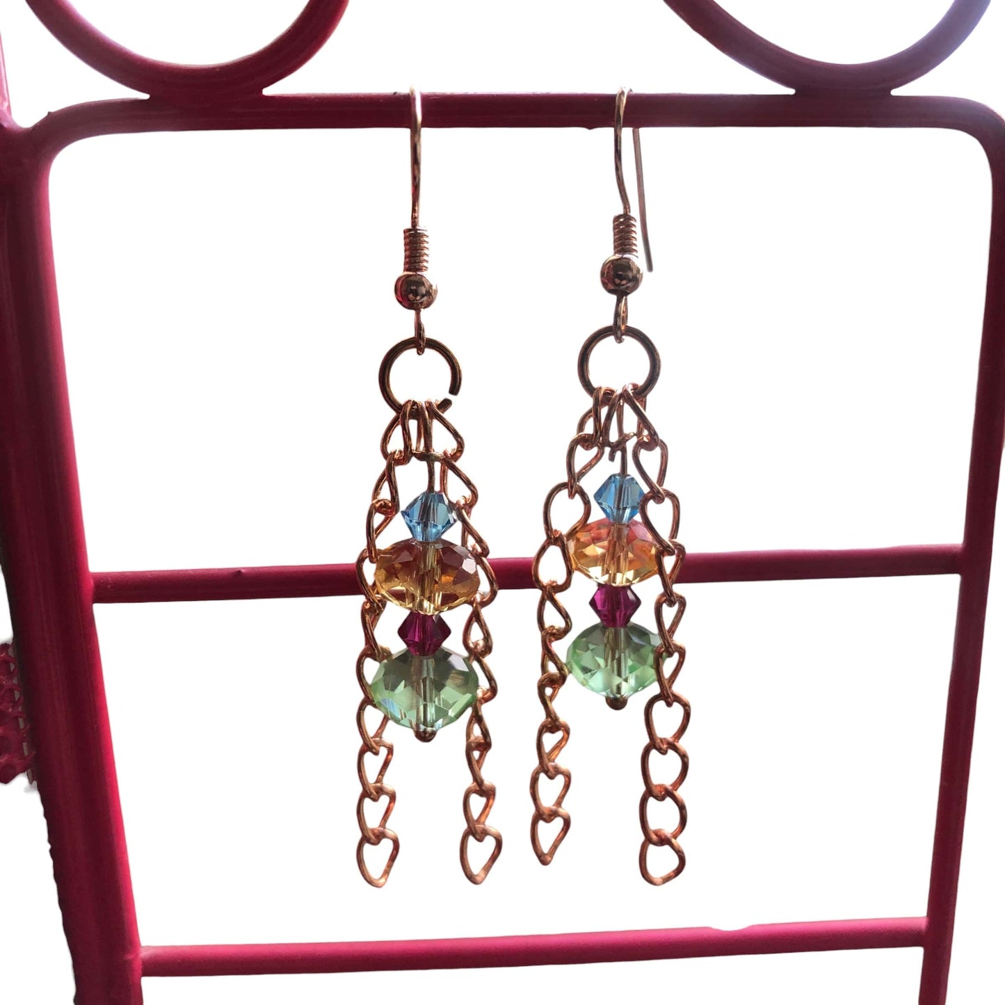 Rose Gold and Crystals Dangle Earrings Silver Chamber Jewellery Store