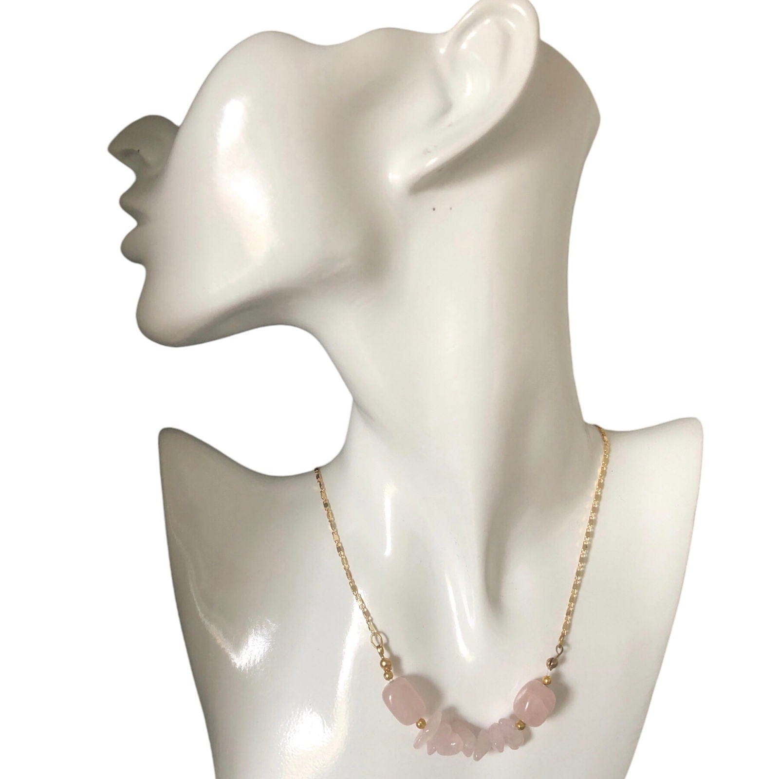 Rose Quartz Gold Plated Necklace Silver Chamber Jewellery Store