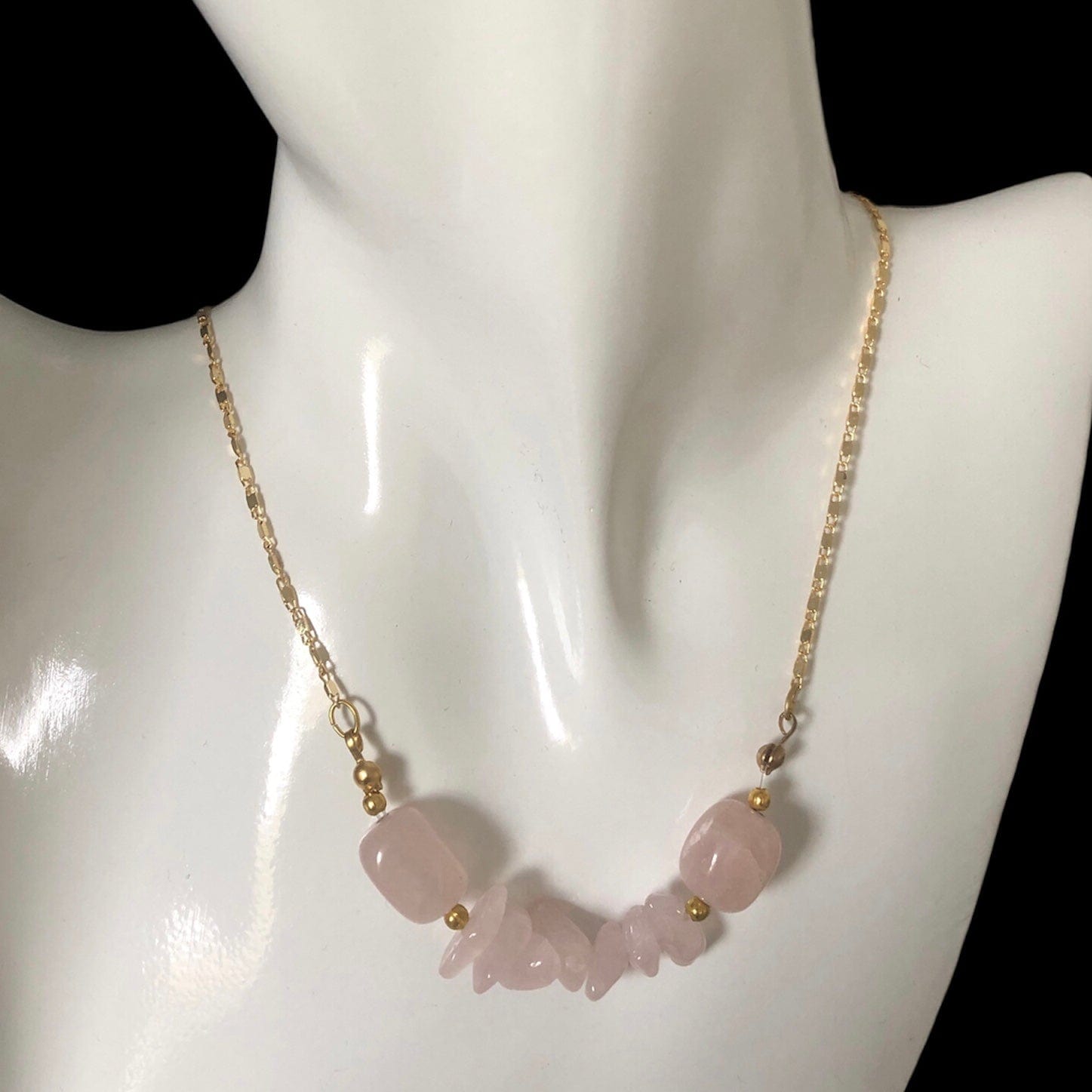 Rose Quartz Gold Plated Necklace Silver Chamber Jewellery Store