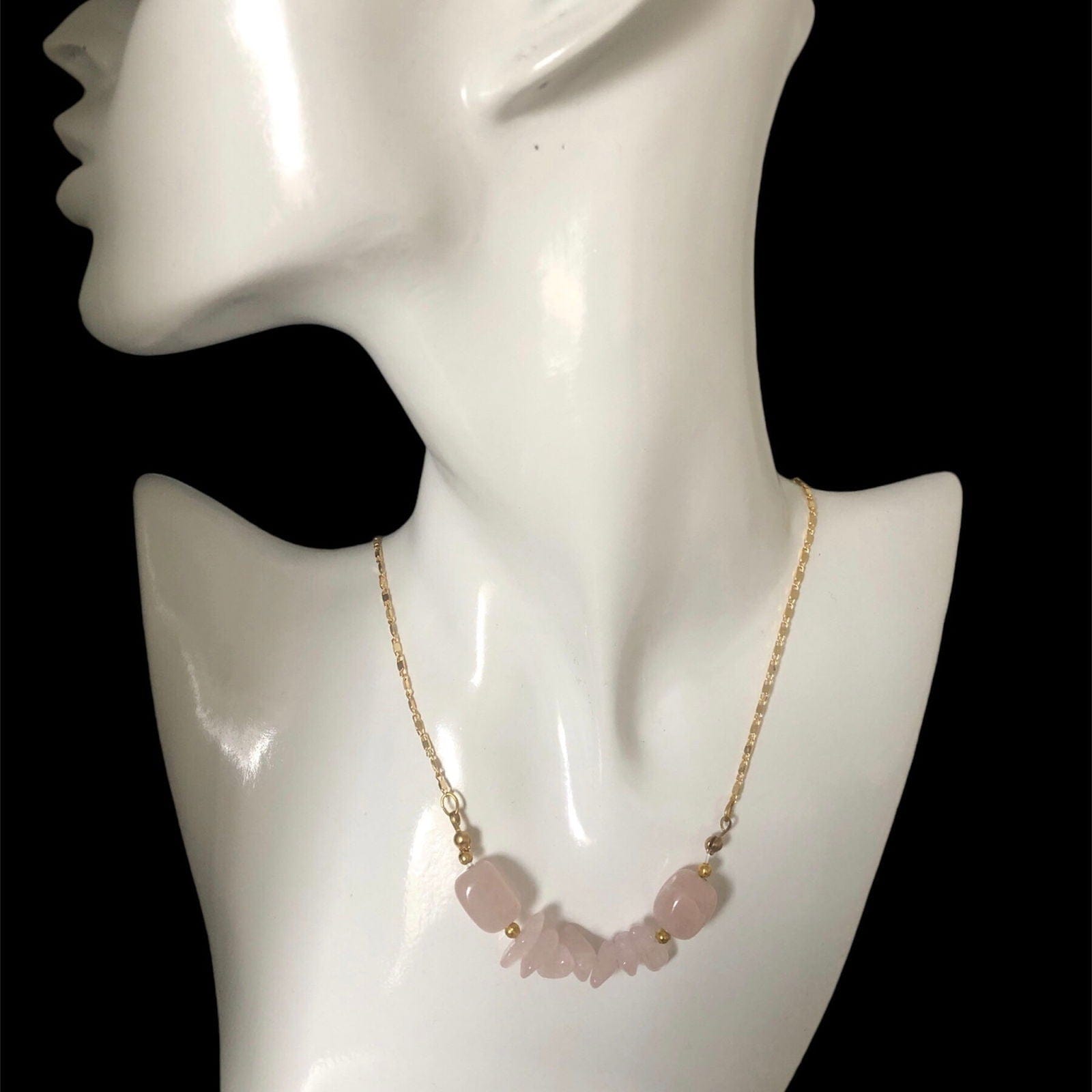 Rose Quartz Gold Plated Necklace Silver Chamber Jewellery Store