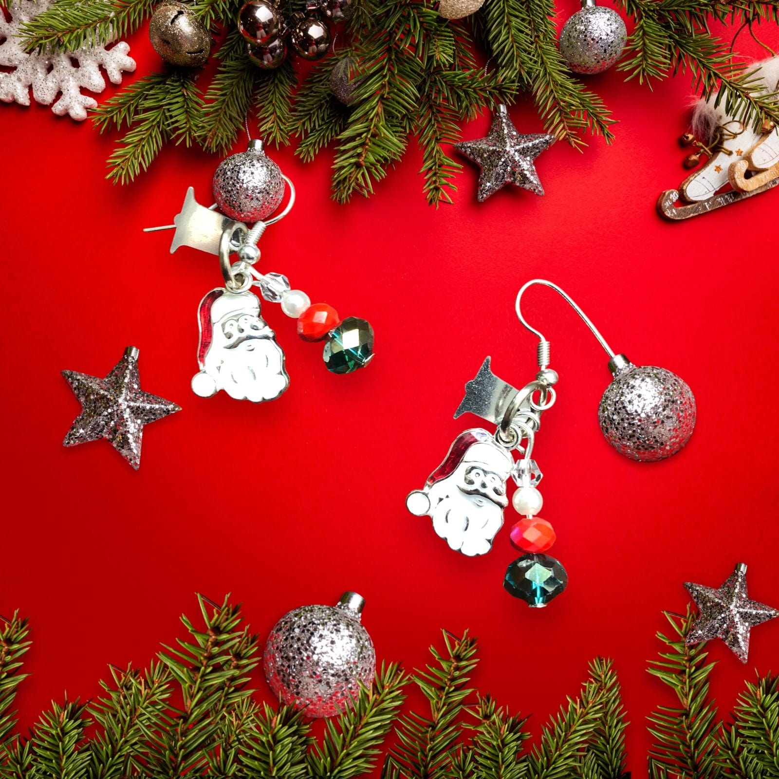 Santa Claus Dangle Earrings Silver Chamber Jewellery Store