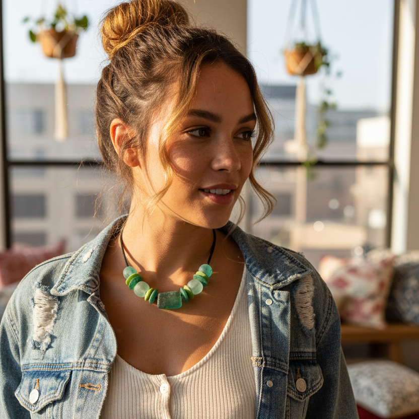 Sea Glass Beaded Necklace