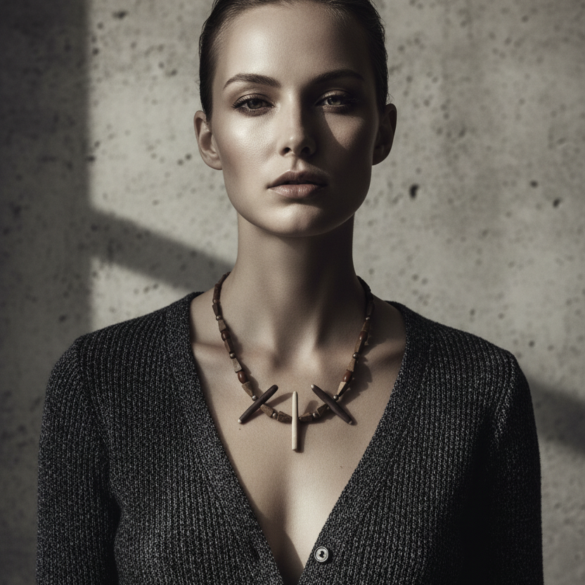 Sea Urchins and Jasper Beaded Necklace