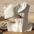 Silver Plated Dangle Earrings with Coral and Howlite - Silver Chamber Jewellery Store