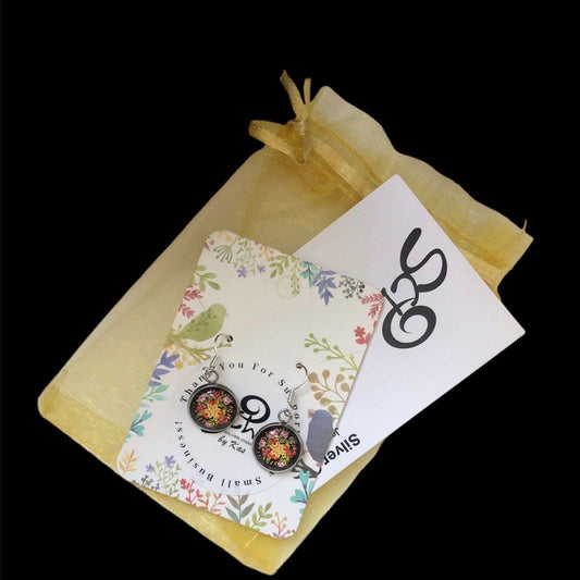 Silver Plated Dangle Earrings with Resin Silver Chamber Jewellery Store