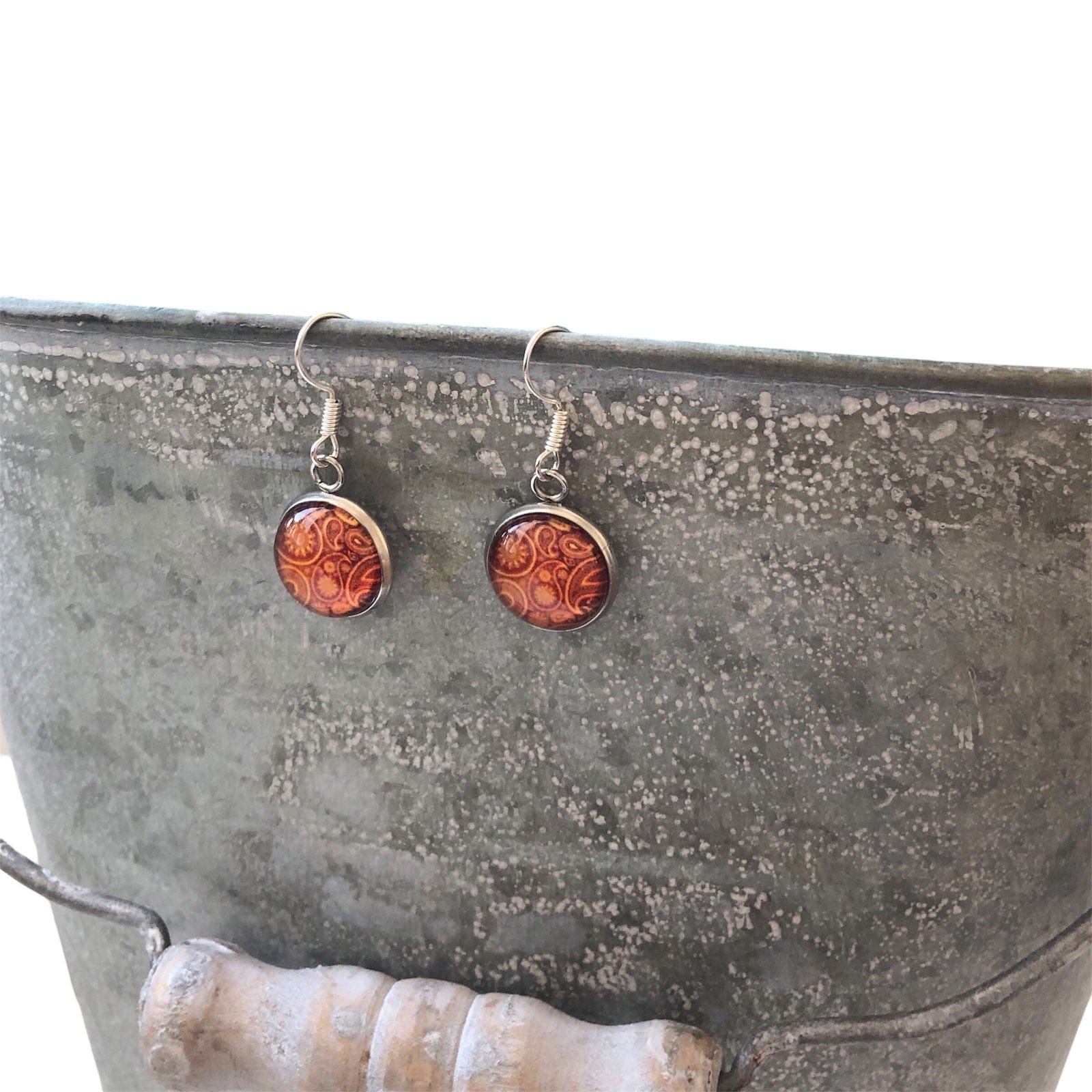 Silver Plated Dangle Earrings with Resin Silver Chamber Jewellery Store