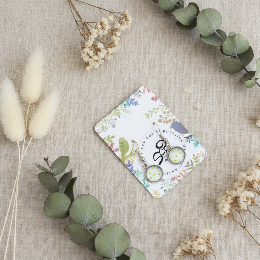 Silver Plated Dangle Earrings with Resin Silver Chamber Jewellery Store