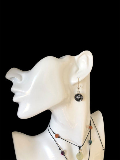 Silver Plated Dangle Earrings with Resin Silver Chamber Jewellery Store