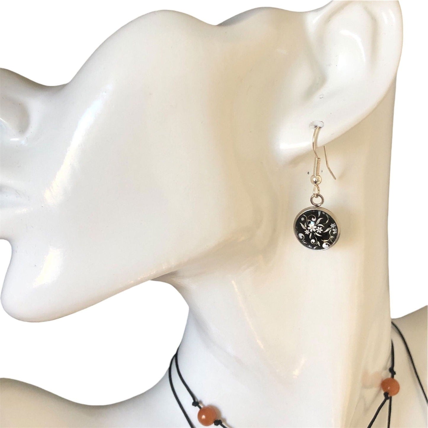 Silver Plated Dangle Earrings with Resin Silver Chamber Jewellery Store