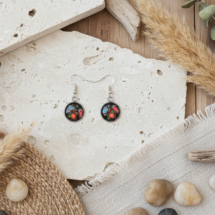 Silver Plated Dangle Earrings with Resin Silver Chamber Jewellery Store