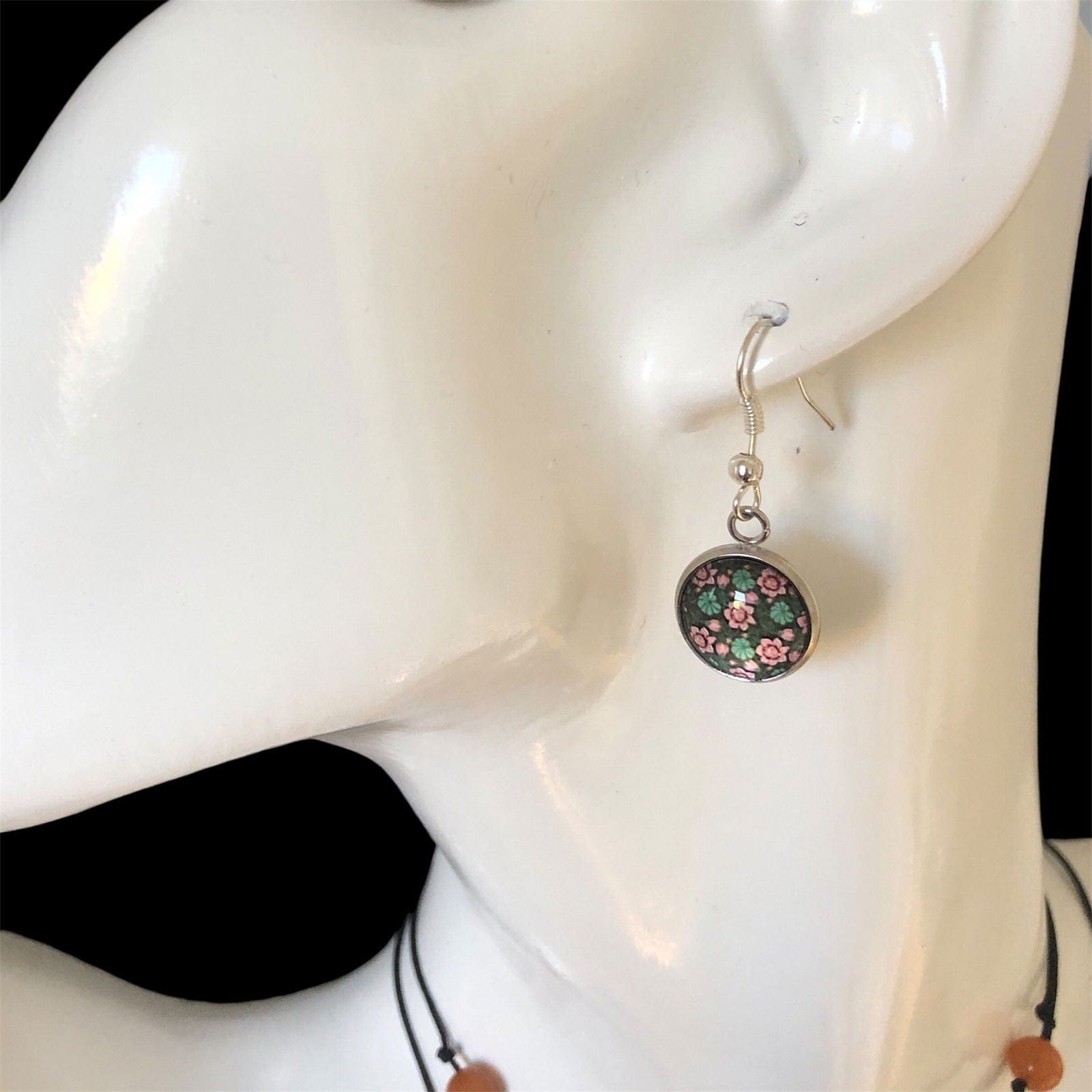 Silver Plated Dangle Earrings with Resin Silver Chamber Jewellery Store