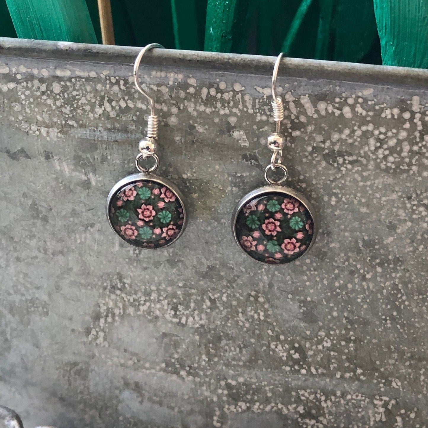 Silver Plated Dangle Earrings with Resin Silver Chamber Jewellery Store