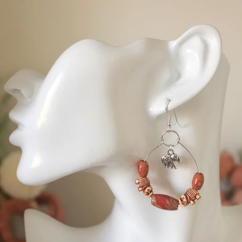 Silver Plated Hoops with Elephants - Silver Chamber Jewellery Store