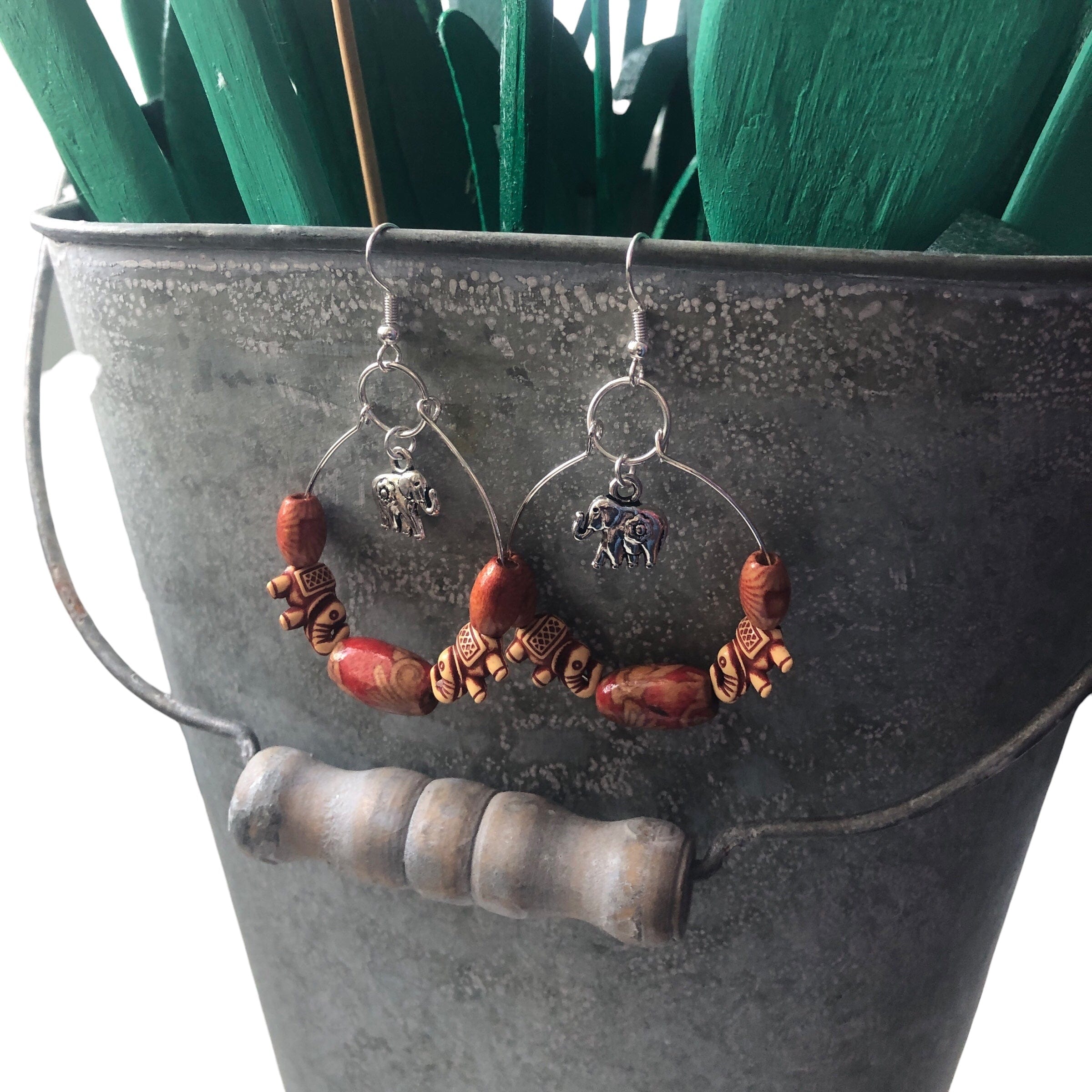 Silver Plated Hoops with Elephants Silver Chamber Jewellery Store