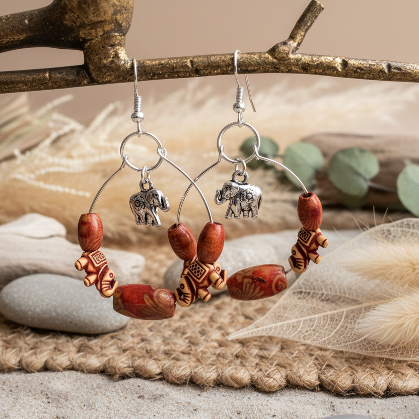 Silver Plated Hoops with Elephants Silver Chamber Jewellery Store