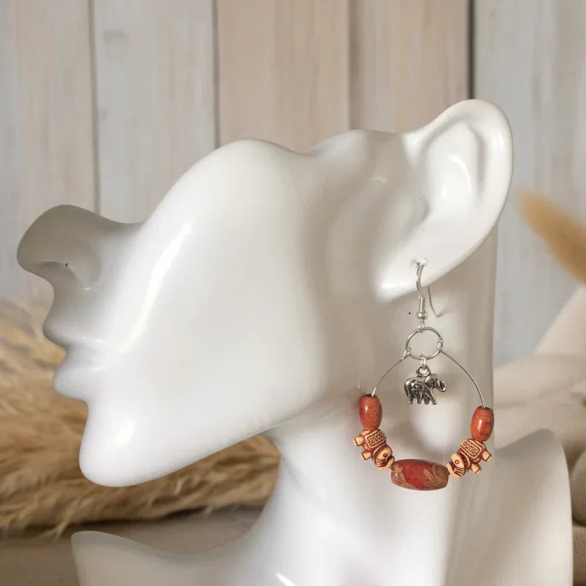 Silver Plated Hoops with Elephants - Silver Chamber Jewellery Store