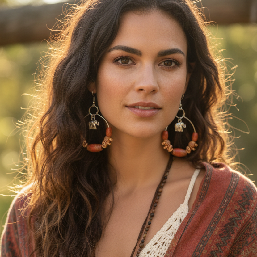 Silver Plated Hoops with Elephants