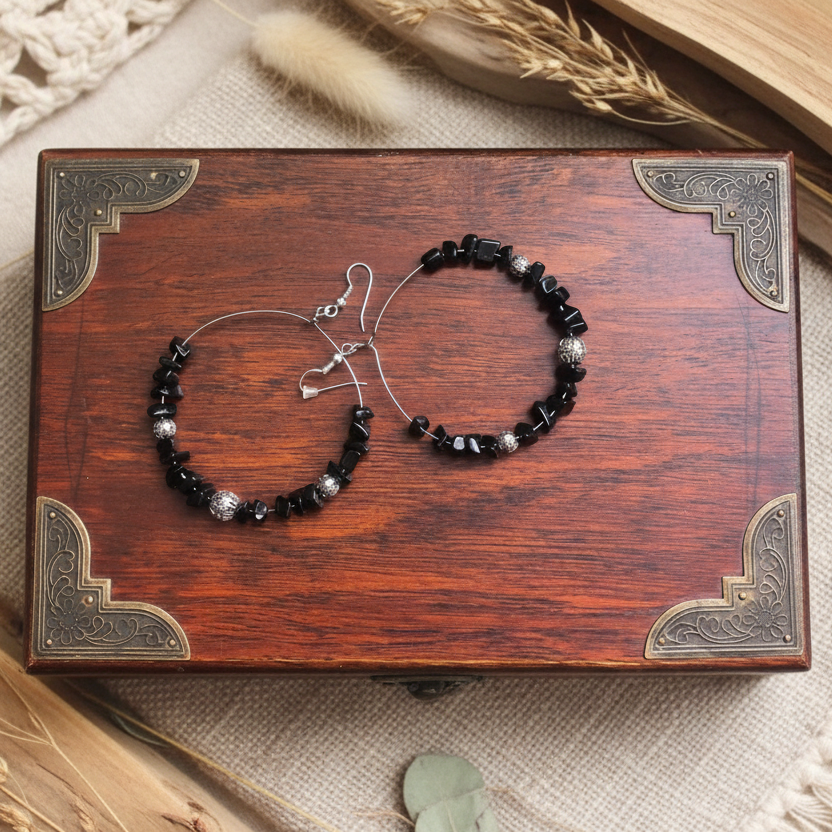 Statement Handmade Hoop Earrings With Jade Silver Chamber Jewellery Store