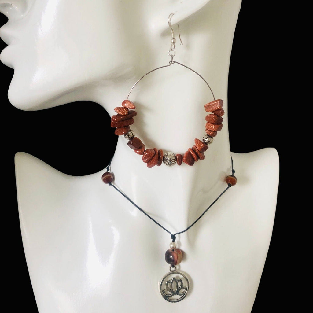 Statement Hoop Earrings with Gold Stones Silver Chamber Jewellery Store