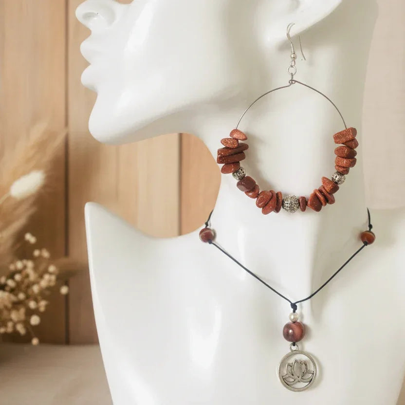 Statement Hoop Earrings with Gold Stones - Silver Chamber Jewellery Store