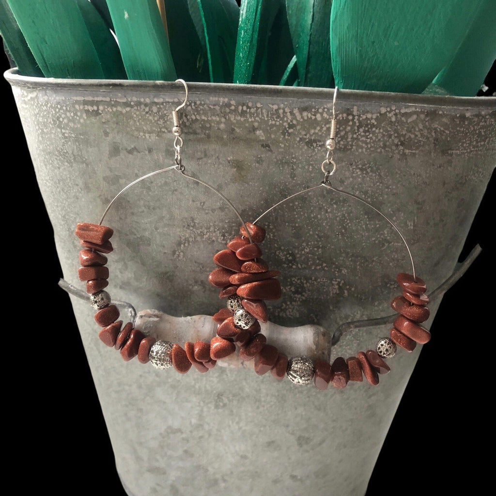 Statement Hoop Earrings with Gold Stones Silver Chamber Jewellery Store