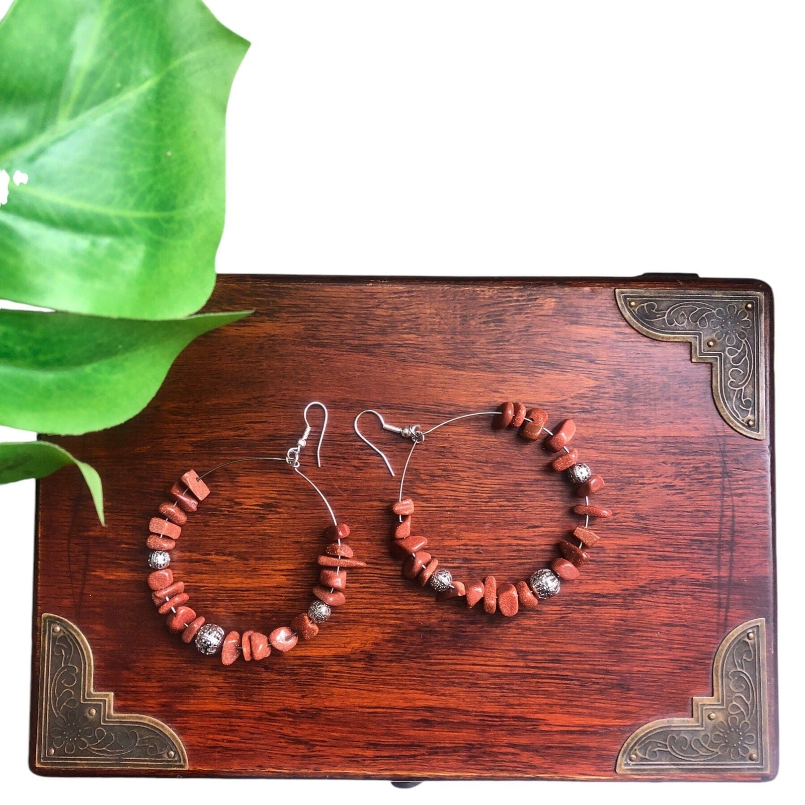 Statement Hoop Earrings with Gold Stones Silver Chamber Jewellery Store