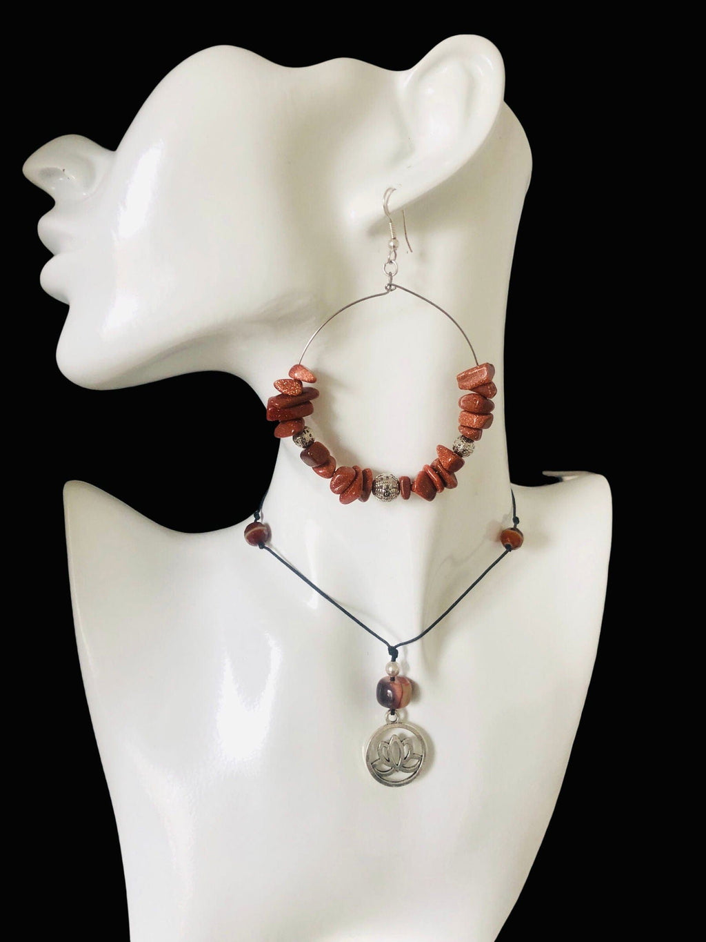 Statement Hoop Earrings with Gold Stones Silver Chamber Jewellery Store