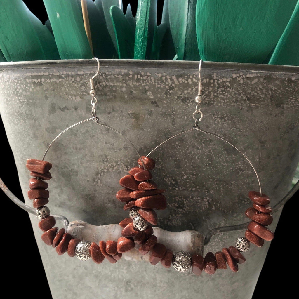 Statement Hoop Earrings with Gold Stones Silver Chamber Jewellery Store