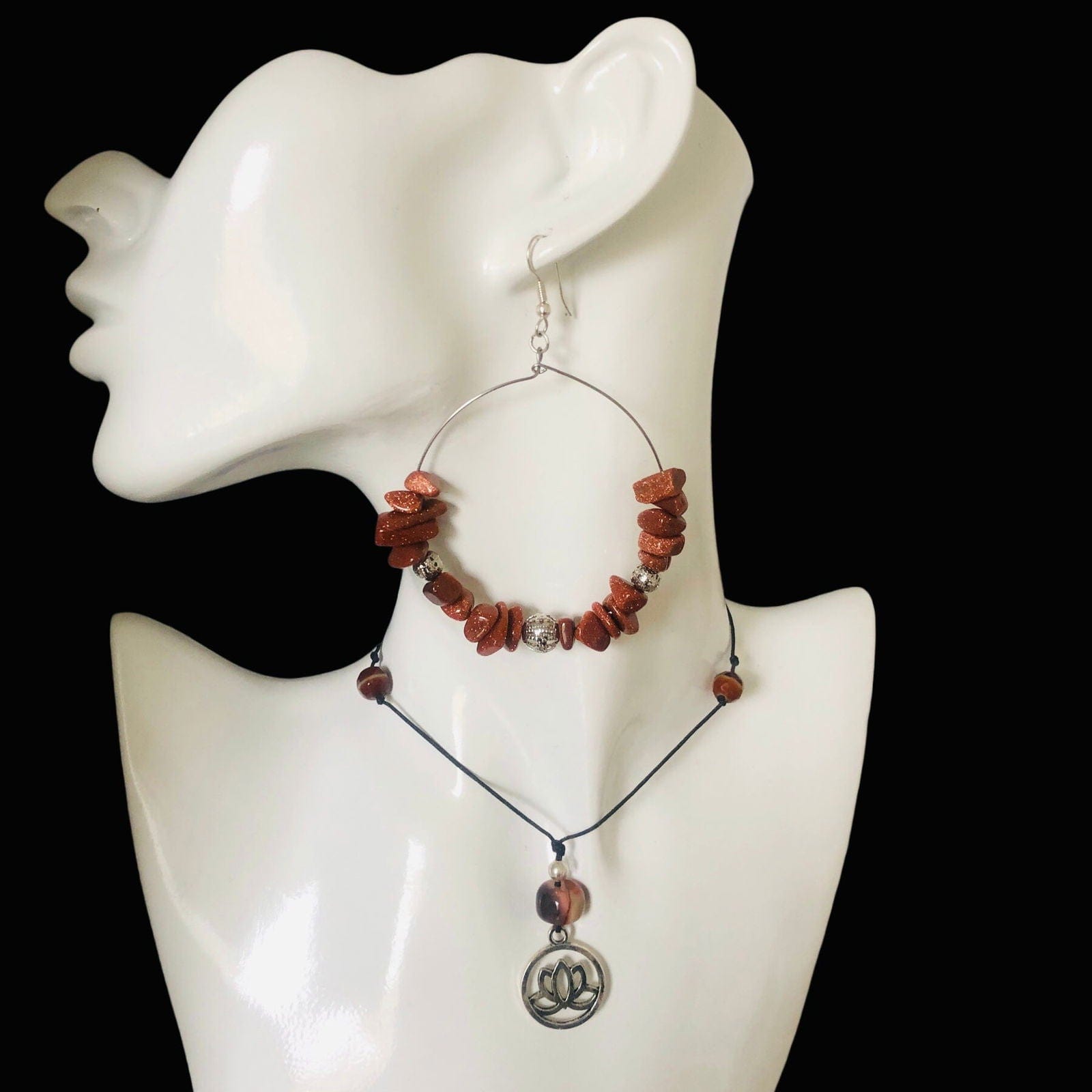 Statement Hoop Earrings with Gold Stones Silver Chamber Jewellery Store