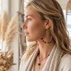 Statement Hoop Earrings with Gold Stones - Silver Chamber Jewellery 