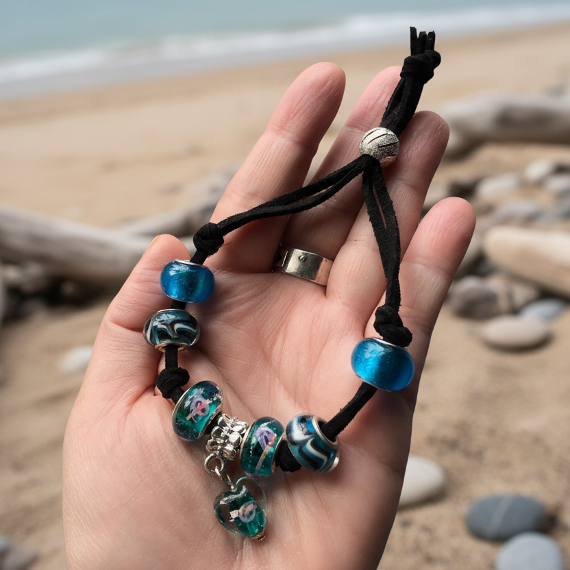 Turquoise Glass Charm Bracelet