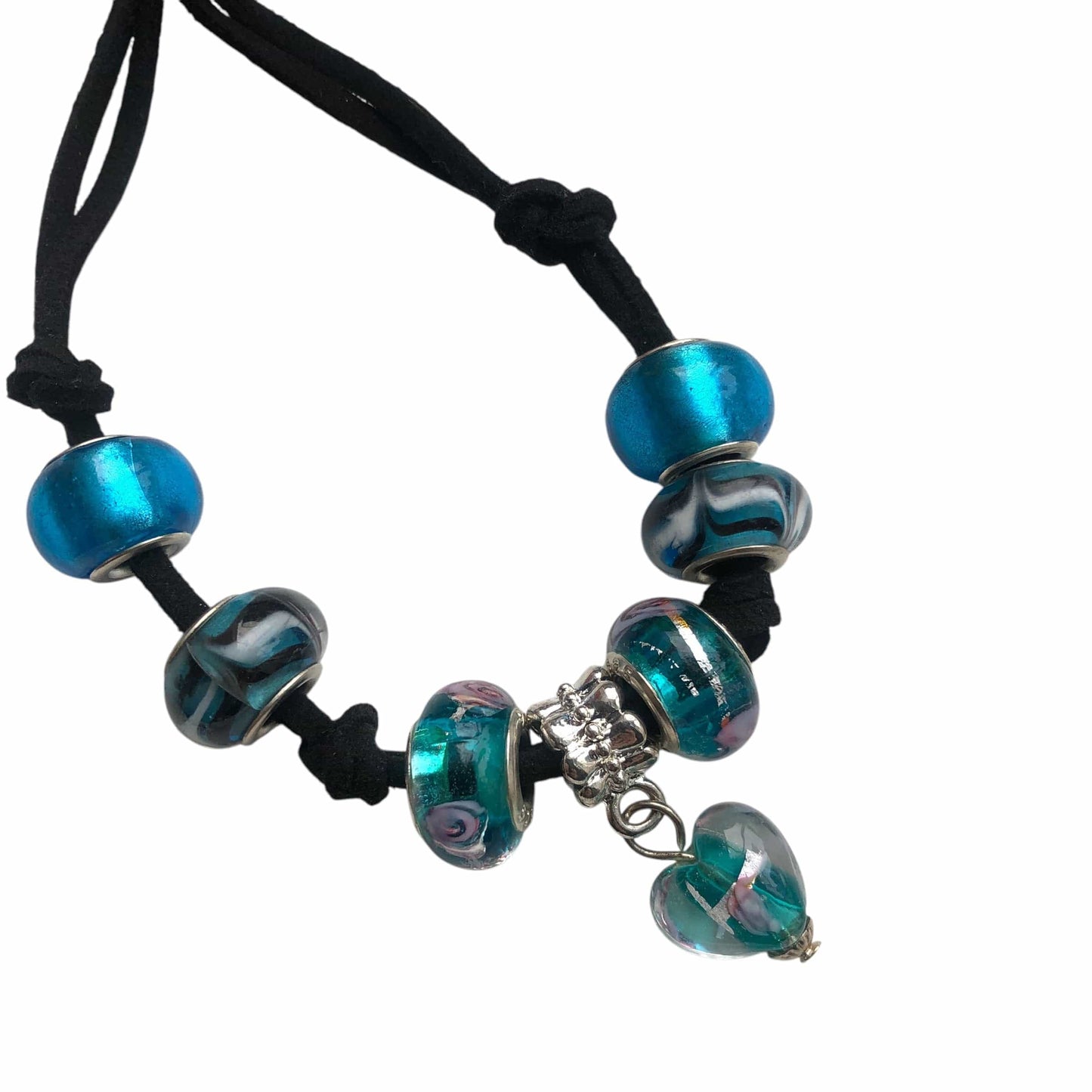 Turquoise Glass Charm Bracelet Silver Chamber Jewellery Store