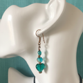Turquoise Glass Hearts Dangle Earrings