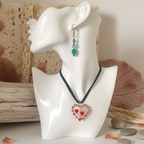 Turquoise Glass Hearts Dangle Earrings - Handmade, One-of-A-Kind - Silver Chamber Jewellery Store