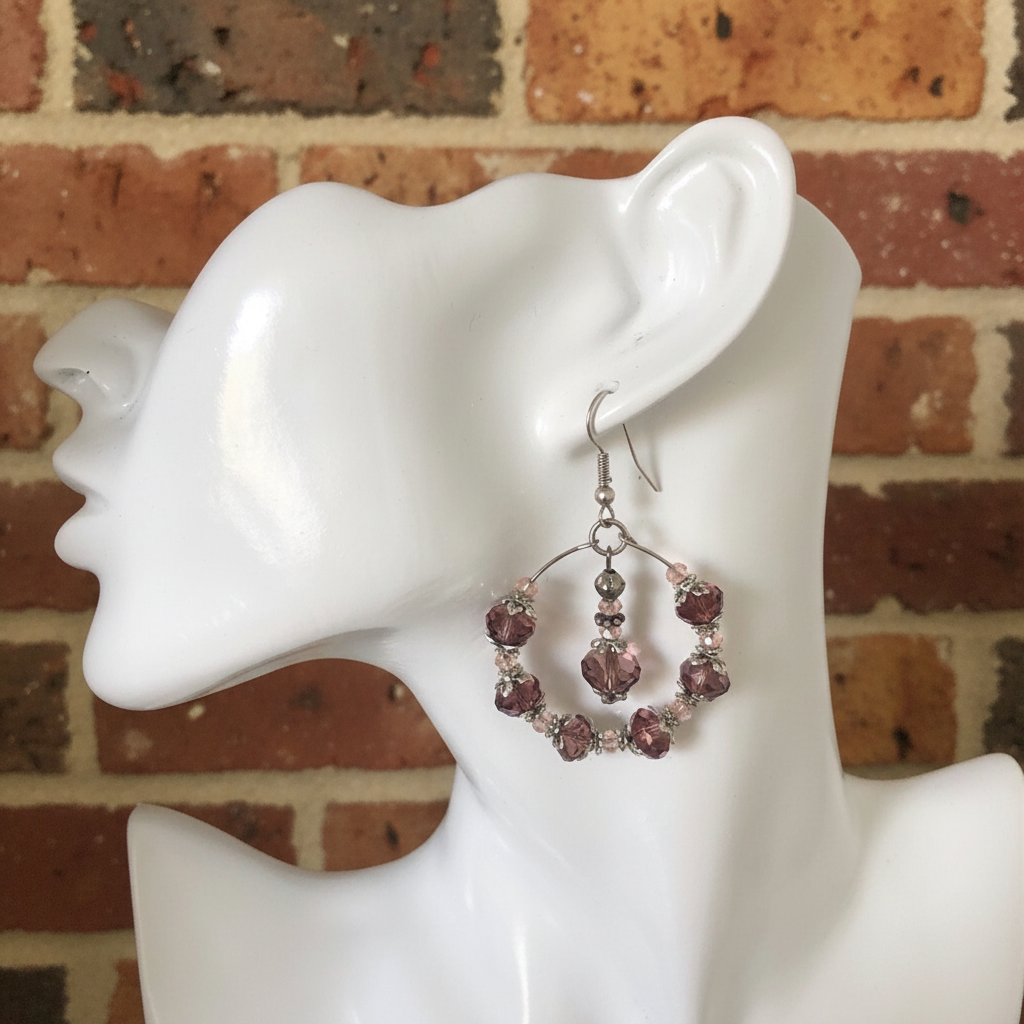 Victorian Style Crystal Hoops