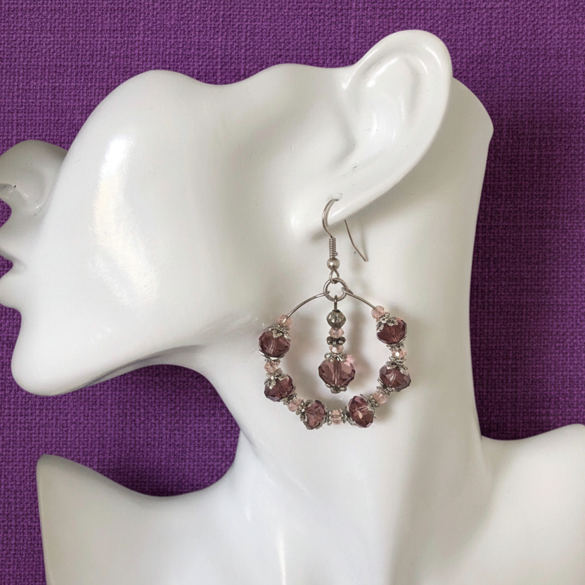 Victorian Style Crystal Hoops