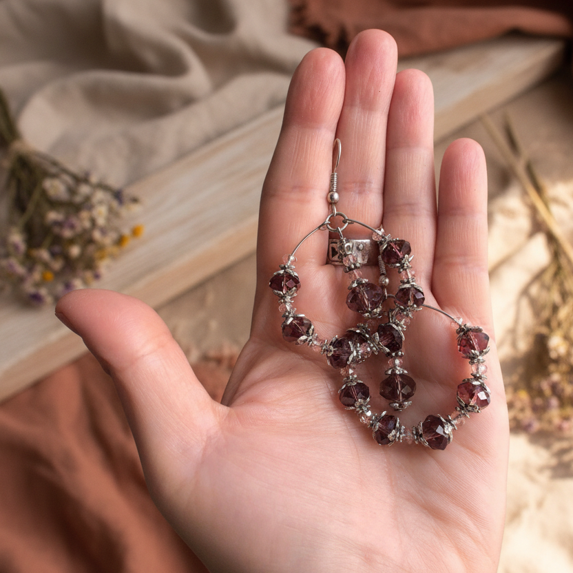 Victorian Style Crystal Hoops
