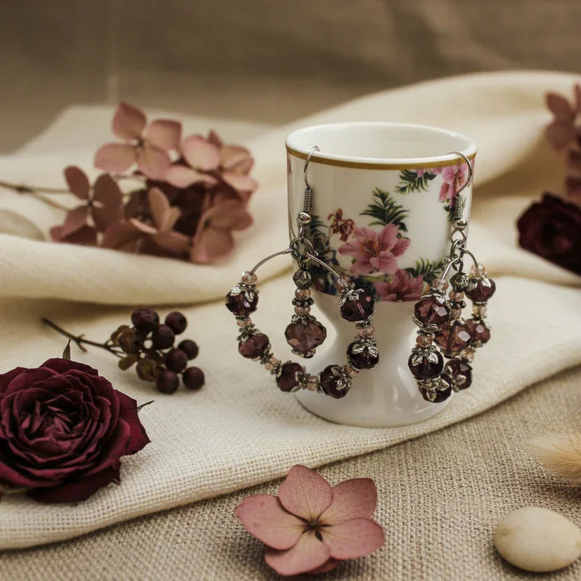 Victorian Style Crystal Hoops - Silver Chamber Jewellery Store