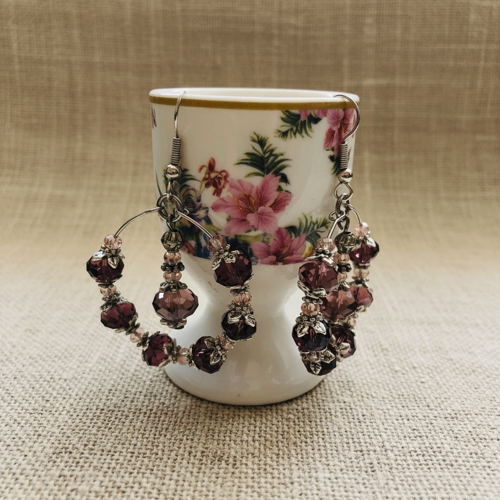 Victorian Style Crystal Hoops